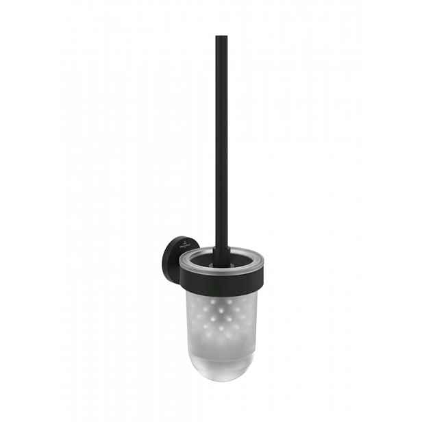 Villeroy & Boch Elements Tender - WC štětka nástěnná s držákem, sklo/matná černá TVA151016000K5