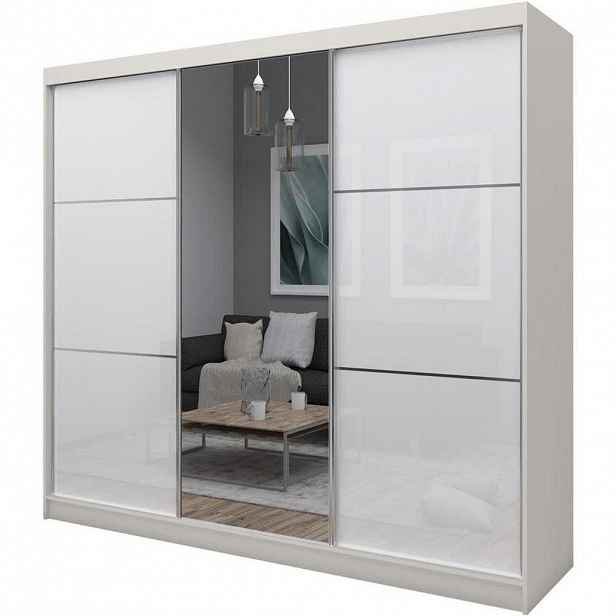 Beautysofa SKŘÍŇ s posuvnými dveřmi Viva 240/216/61 kašmír s Lacobel sklem