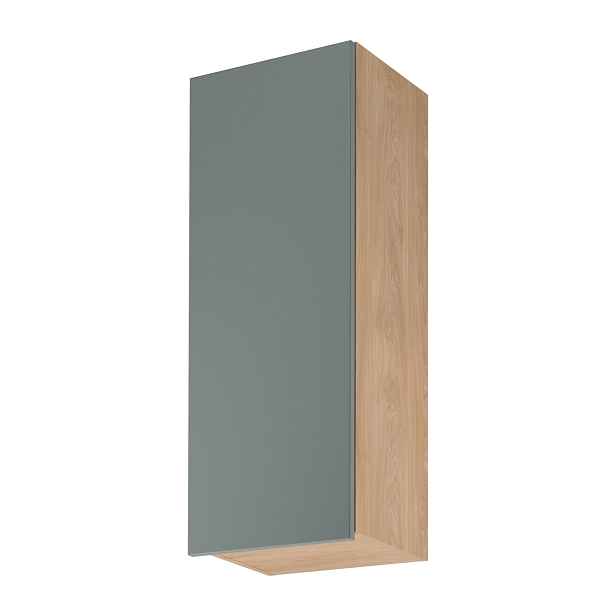 Vysoká horní kuchyňská skříňka SALERNO - šířka 45 cm, dub / zelená, levé provedení