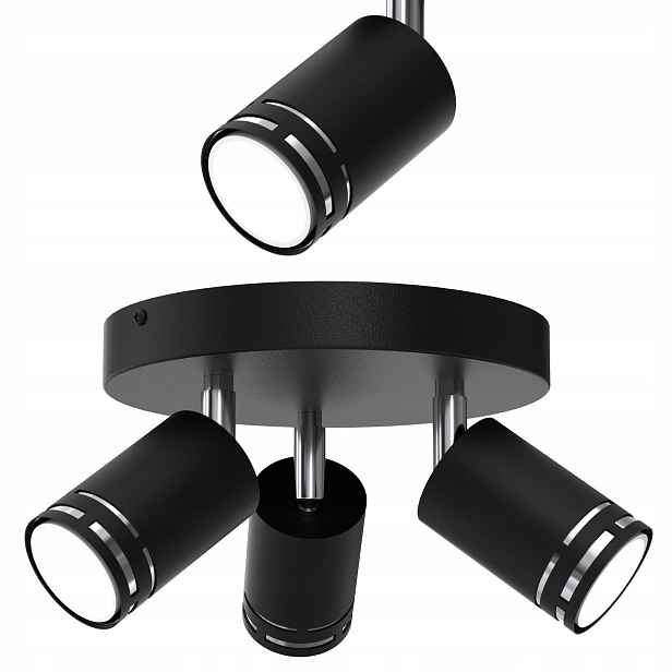 Stropní Svítidlo Stropní Černý Chrom Pohyblivý Led GU10 Spot Reflektor Polská Lampa