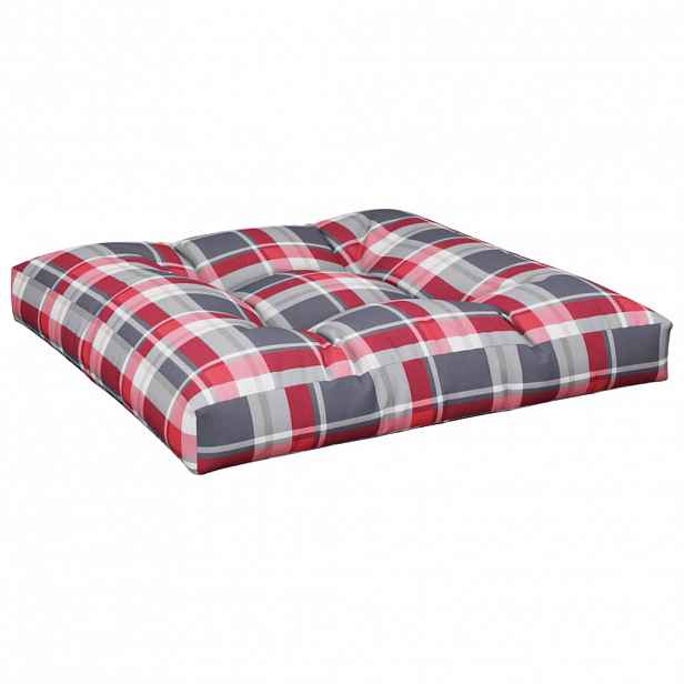 vidaXL Poduška na palety červená károvaná 70 x 70 x 12 cm textil