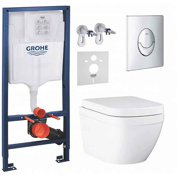 7v1 Wc Set, Stelaz s Wc Mísou Grohe Euro Ceramic, Tlačítko Fresh Chrom