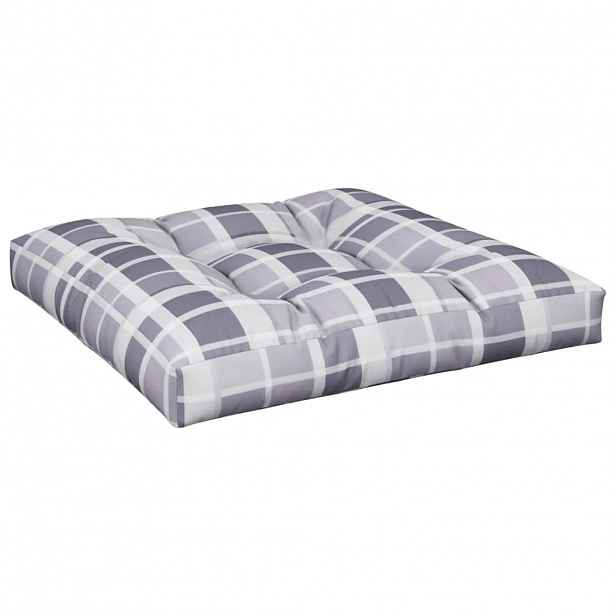 vidaXL Poduška na palety šedá károvaná 70 x 70 x 12 cm textil
