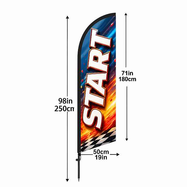 TEMU START/FINISH Peříčková vlajka 6,5 stop, Poutavý design startovní/cílové čáry, Odolná proti slunci a nevybledne, Dekorační vlajka pro venkovní