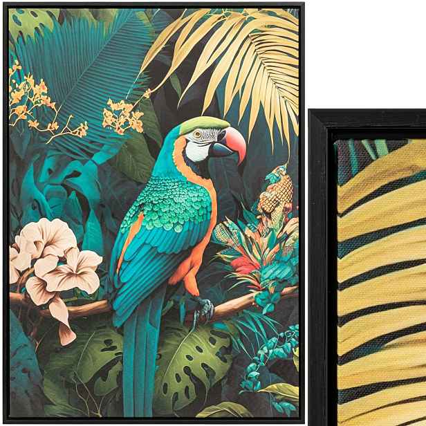 Dekorativní Obraz V Rámu 50 x 70 cm exotický tropický papoušek do Obývacího Pokoje