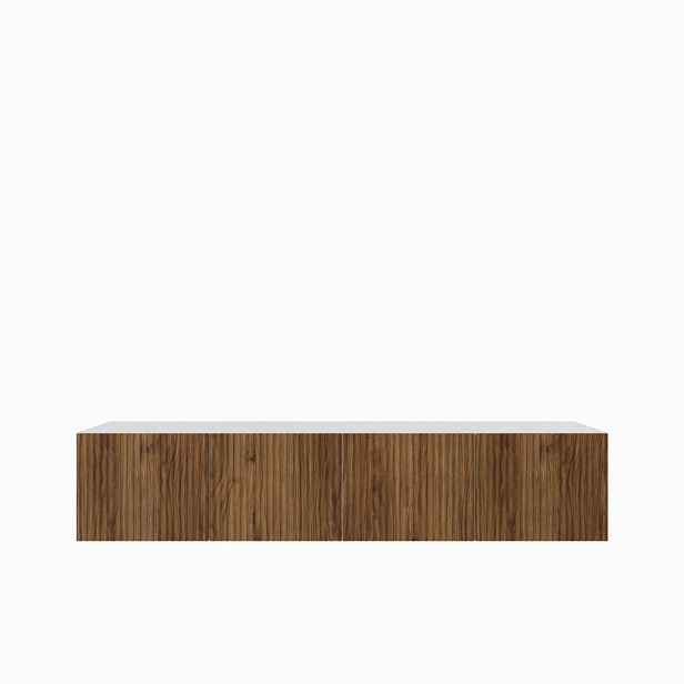 MASSENO ZÁVĚSNÝ TV STOLEK VAREN, 200/41/40 cm, bílý /, dekor dub
