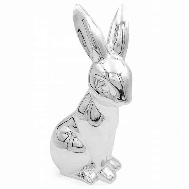 Velikonoční Zajíček Velký Stříbrný Zajíček Keramická Figurka 40 cm Dekorace