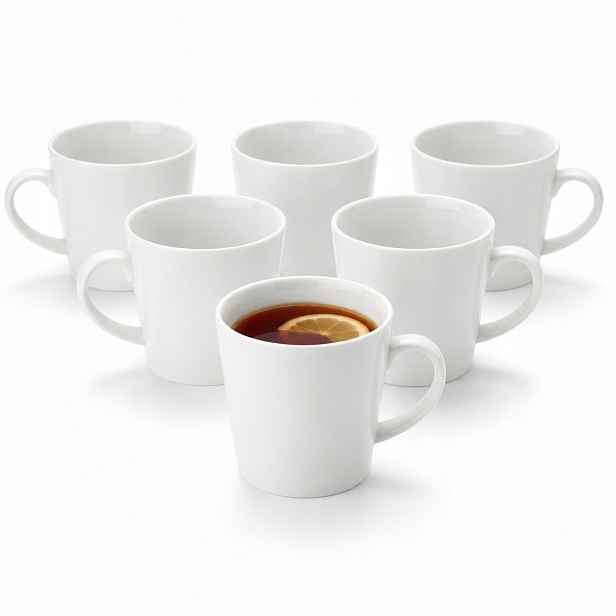 6 x Hrnek na kávu a čaj 280 ml Wilmax Bílý Porcelánový Klasický Elegantní