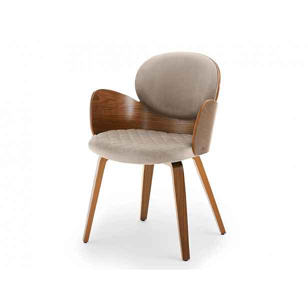 Designová jídelní židle RAWAN - béžová / ořech