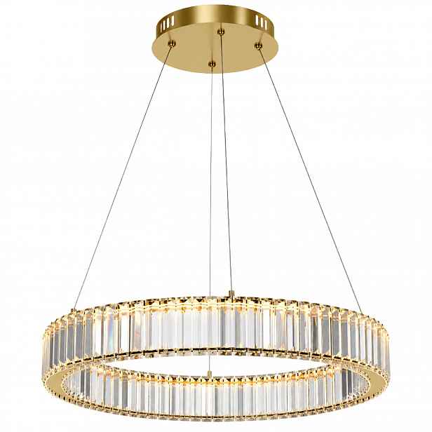 Led Závěsná Lampa Křišťálová Zlatá Glamour Moderní 50 CM 3 Barvy Světla