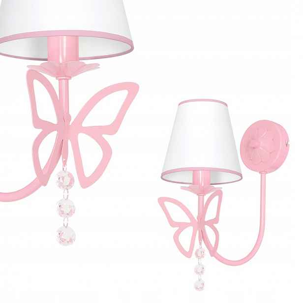 Nástěnná lampa Milagro Charlotte Pink MLP4215 1xE14 Motýli Křišťál