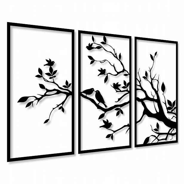 Prolamované Panely Ze Dřeva Nástěnná Ozdoba Strom Hdf Obraz Prolamovaný Triptych XXL