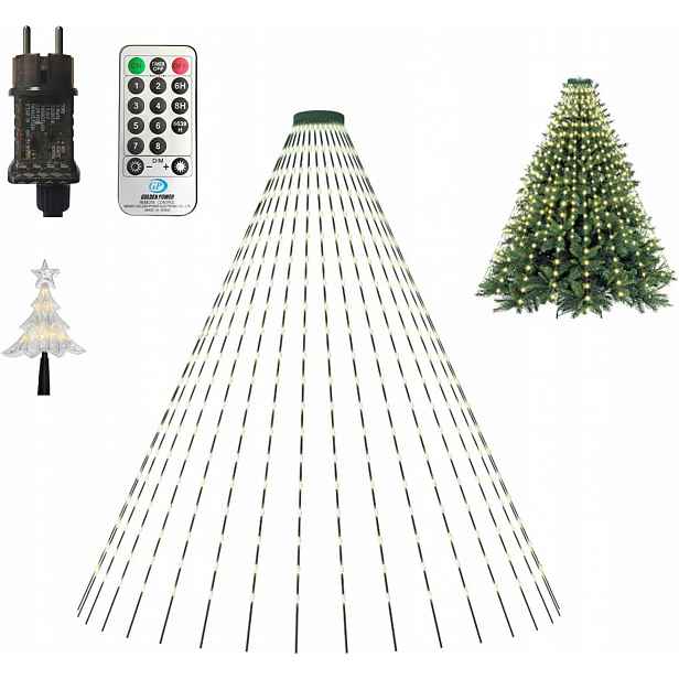Vánoční Osvětlení Na Stromeček 350 Led 200 cm x 10 provázků Girlanda s dálkovým ovládáním 220 V