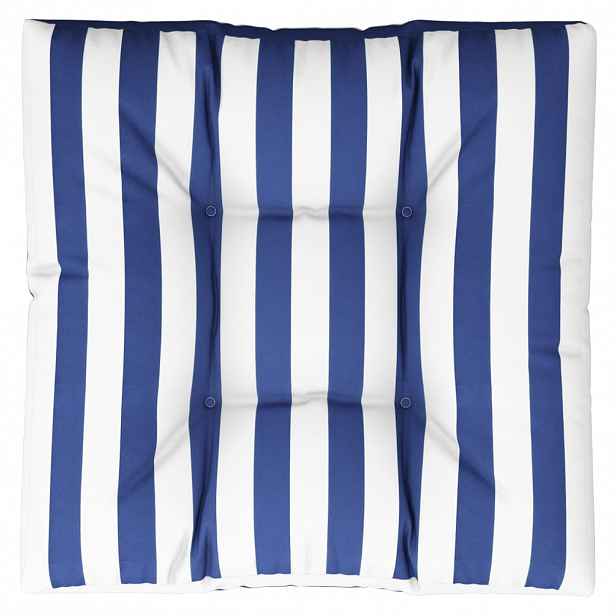 vidaXL Poduška na palety modré a bílé pruhy 70 x 70 x 12 cm textil