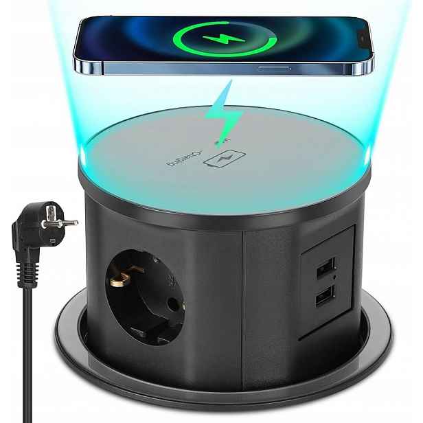 Zásuvková lišta s více zásuvkami 2 Usb A, 3 stolní zásuvky