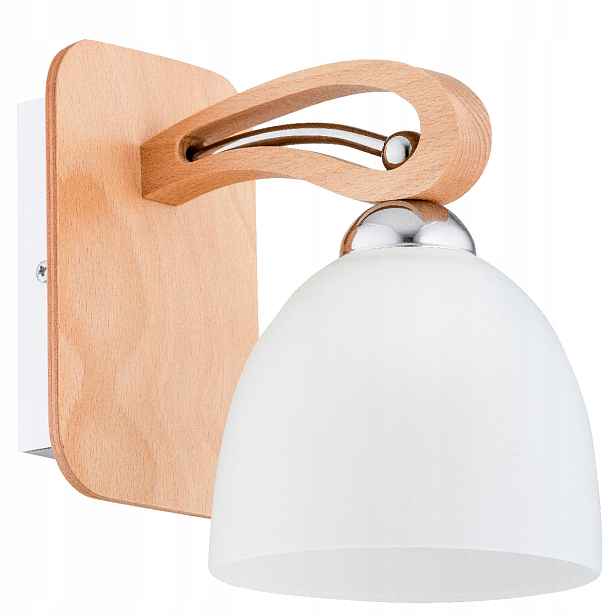Alfa Gracja nástěnná lampa dřevěná bílá skleněná 1xE27 15W IP20