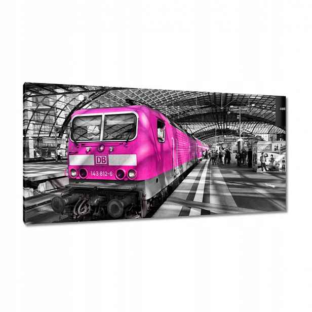 Obrazy 115x55 Růžový vlak Lokomotiva