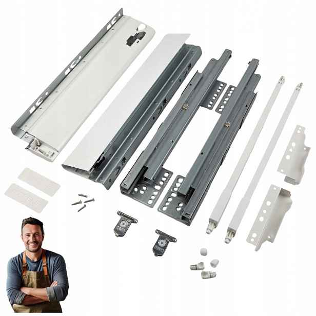 Šuplík Hafele Matrix S35 400 mm střední H-135 Nosnost 35 kg Bílá