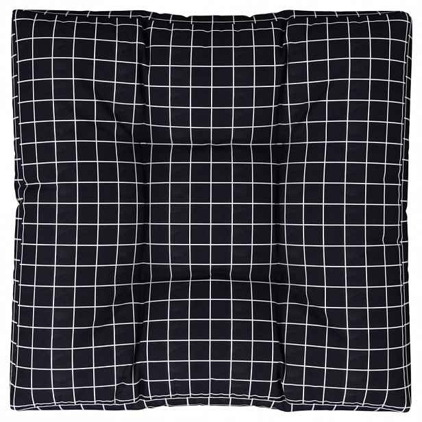 vidaXL Poduška na palety černá károvaná 70 x 70 x 12 cm textil
