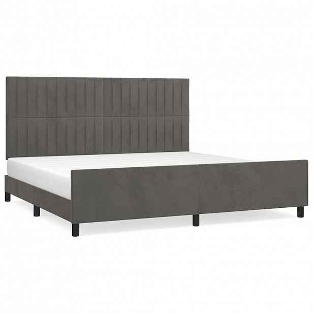 vidaXL Rám postele bez matrace tmavě šedý 200 x 200 cm samet