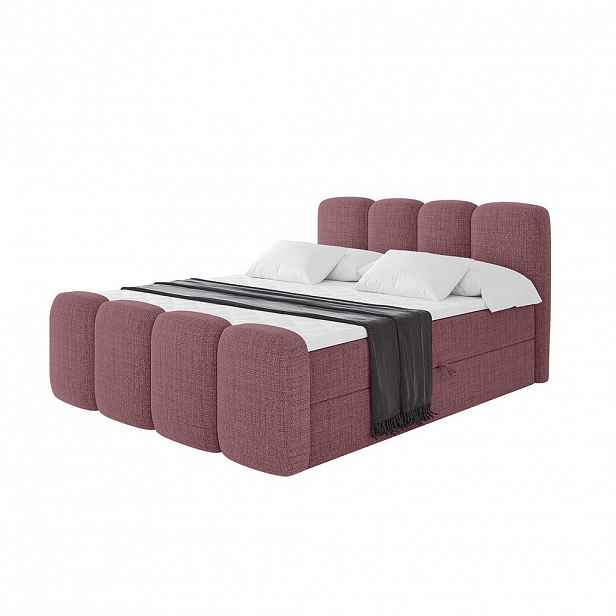 ALTDECOR AMERICKÁ postel s matrací H4 a lamelovým roštem – NINA-Z – 200 x 200 cm – starorůžová