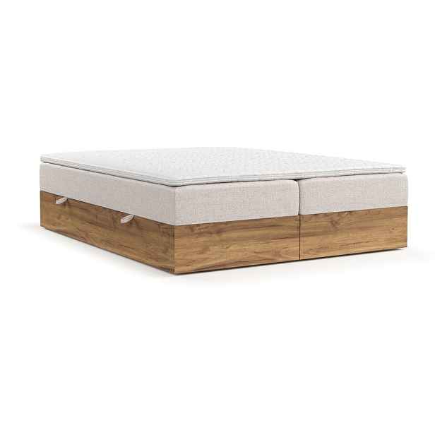 Boxspring postel s úložným prostorem v béžovo-přírodní barvě 160x200 cm Faro – Maison de Rêve