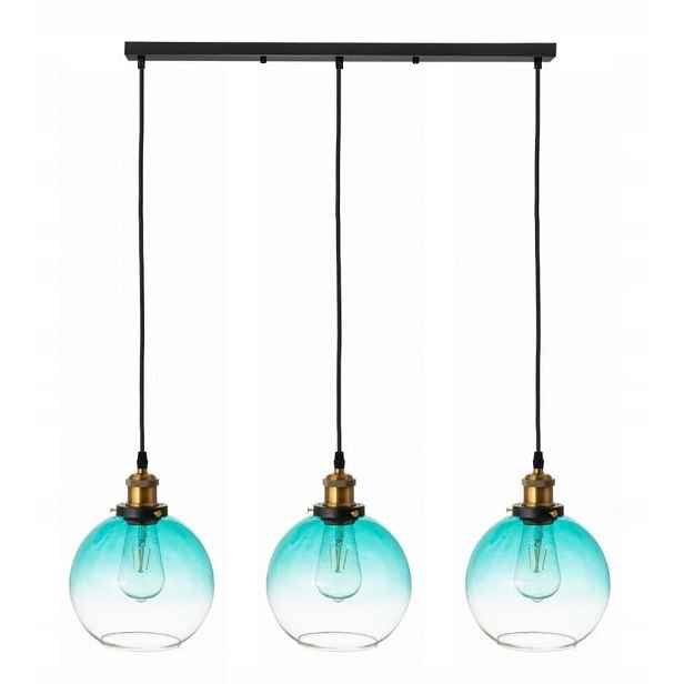 Závěsná lampa na liště trojitá skleněná Kula modrá