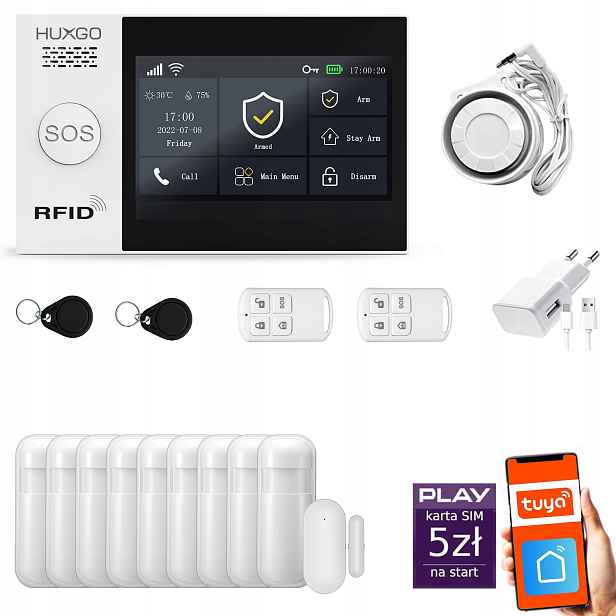 Bezdrátový alarm WiFi Gsm 4G, Tuya, alarmová sada Huxgo HXA007 4G
