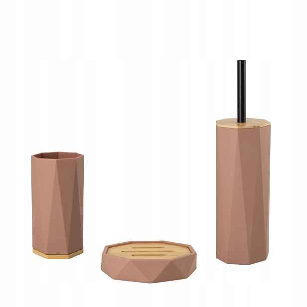 Sada koupelnového setu do koupelny z Abs a bambusu Pantone Mocha Mousse