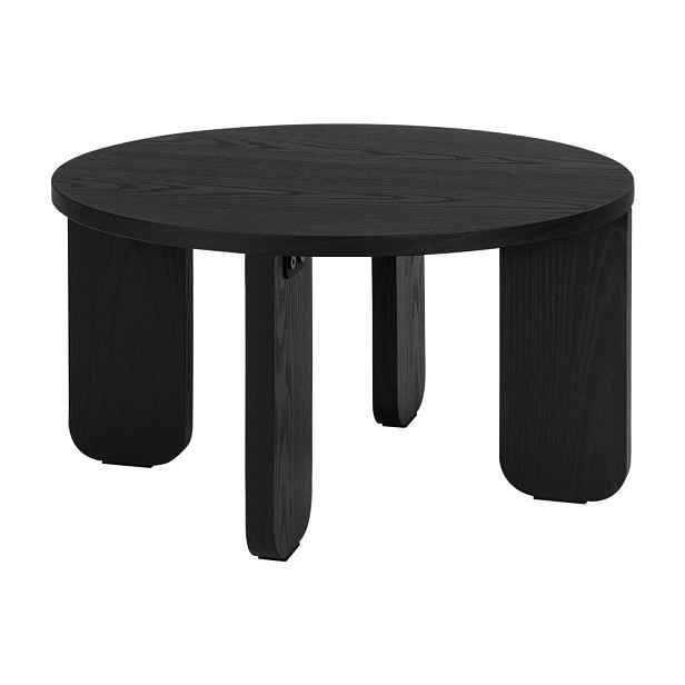 Černý kulatý konferenční stolek s deskou v dubovém dekoru ø 55 cm Kuvu – noo.ma