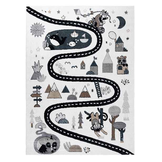 Dětský kusový koberec Fun Route Street animals cream, 120x170, béžová, dětský pokoj, Dywany Łuszczów