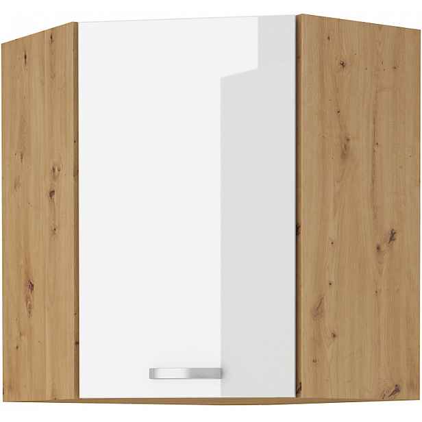 Horní rohová skříňka Artisan 60x60 GN-72 1F (45°) Barva korpusu: Dub artisan, Barva dvířek: Bílý lesk
