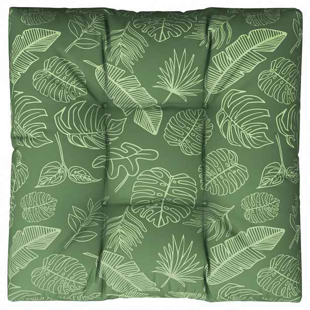 vidaXL Poduška na palety vzor listů 70 x 70 x 12 cm textil
