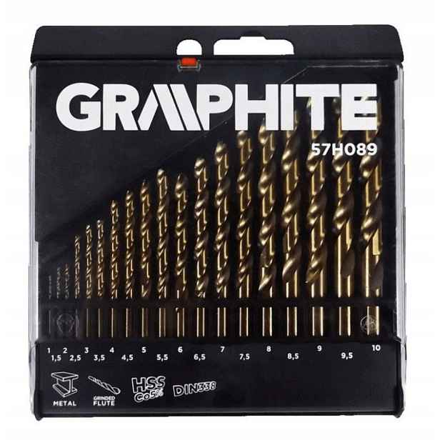 Graphite Vrtáky do kovu HSS-Co 1,0-10,0 mm, sada 19 ks 57H089