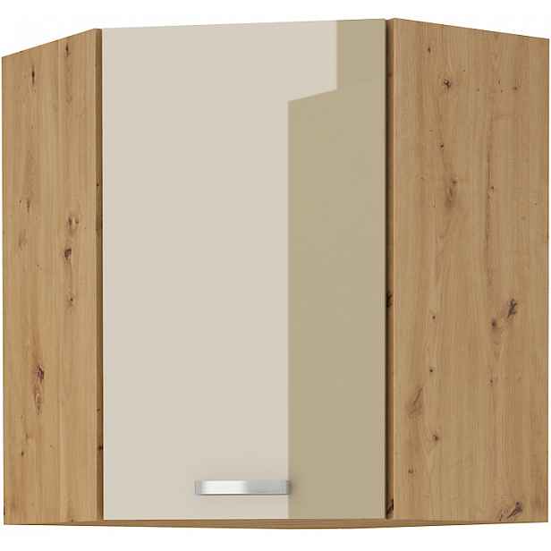 Horní rohová skříňka Artisan 60x60 GN-72 1F (45°) Barva korpusu: Dub artisan, Barva dvířek: Cappucino lesk