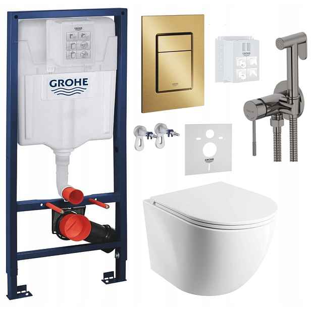 Wc Set Stelaz Grohe Wc Mísa Omnires Tlačítko baterie grafit