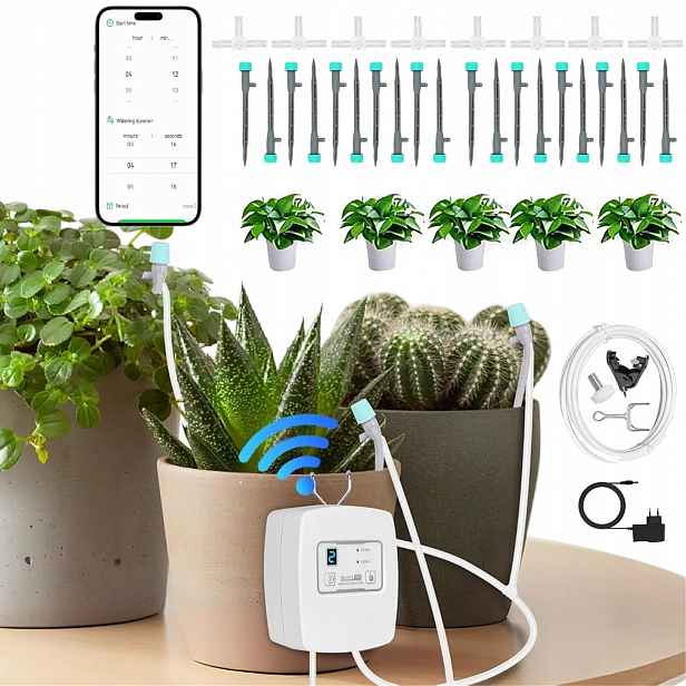 Automatický Zavlažovací Systém Pro Rostliny V Květináčích, Konev Wi-fi/app Bílá
