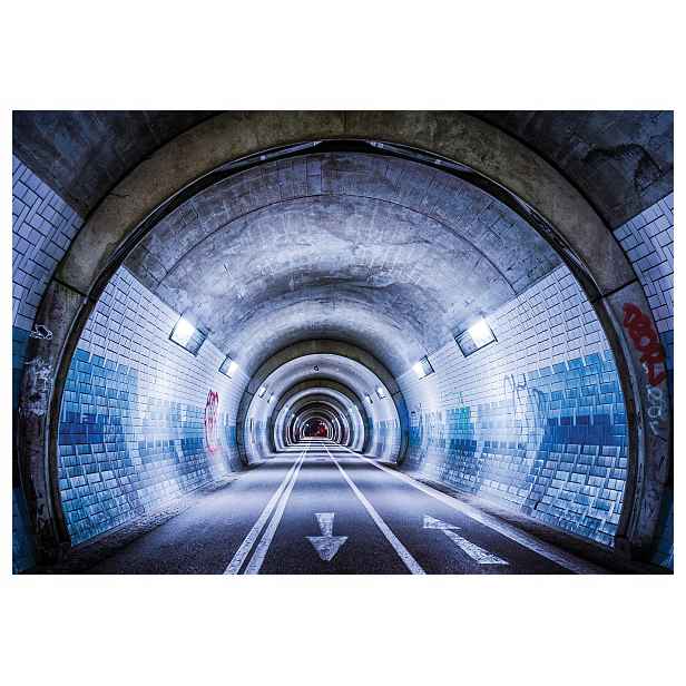 Fototapeta Městský tunel hloubka perspektivy šedá modrá 250x175 lepidlo