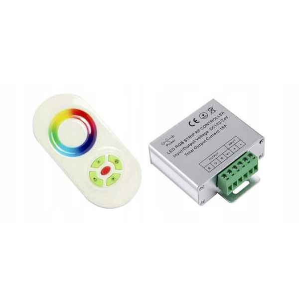 Rgb rádiový hliníkový ovladač 12/24 V DC 3 × 6 A s dotykovým dálkovým ovládáním