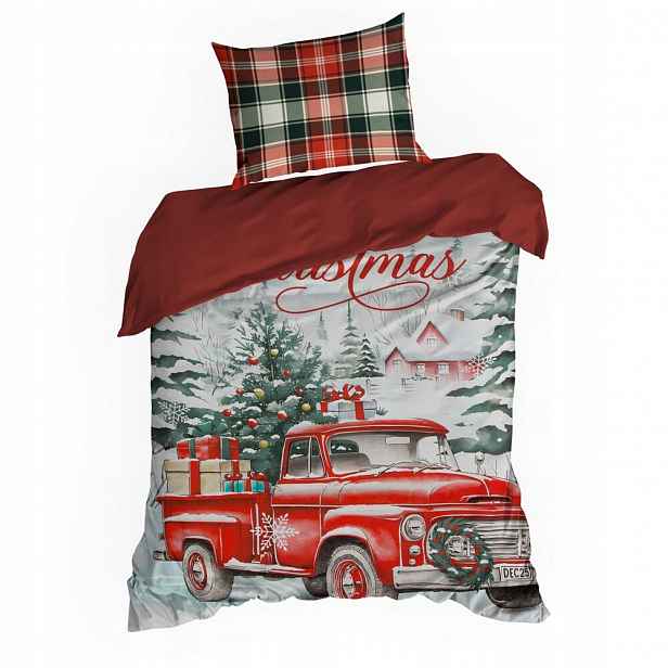 Sada povlečení Xmas 140x200 Eurofirany, mřížka, auto svatého Mikuláše