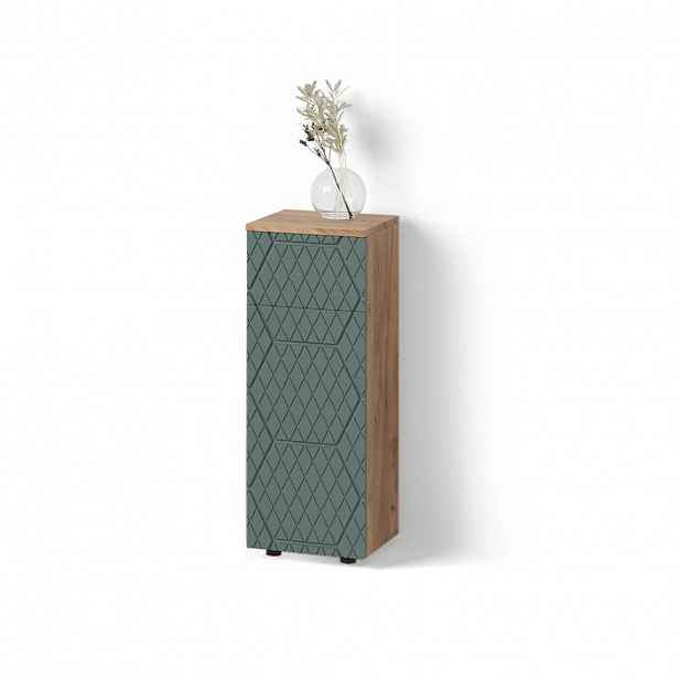 Livinity® MIDI SKŘÍŇKA Ronco Zelený/zlatý dub 30 x 81 cm s 1 zásuvkou, 2 přihrádkami, koupelnou