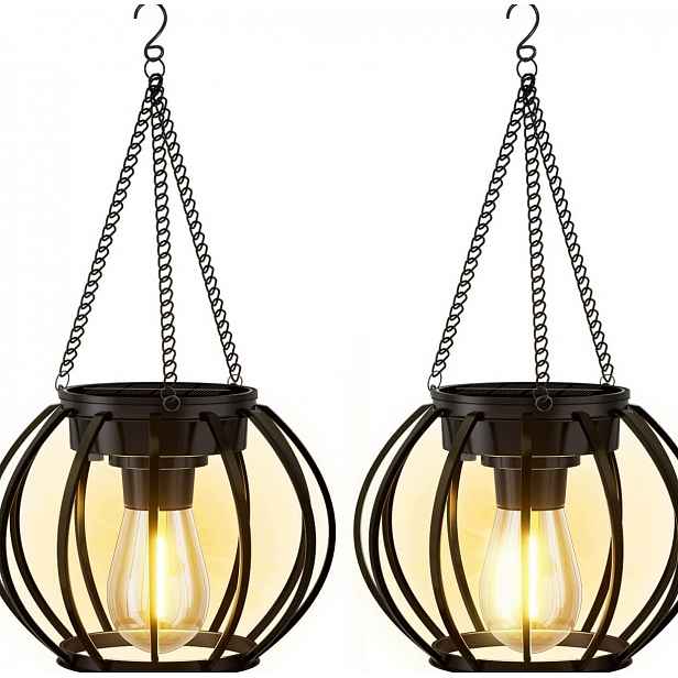 Solární Zahradní Led Lampion IP65 Závěsný Stolní Retro S Háčkem