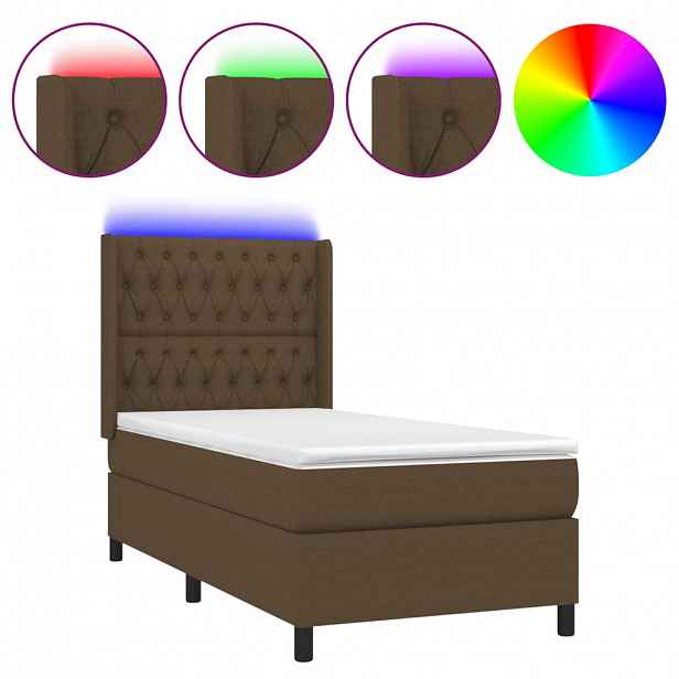 vidaXL LED box pružinová postel s čelo textil