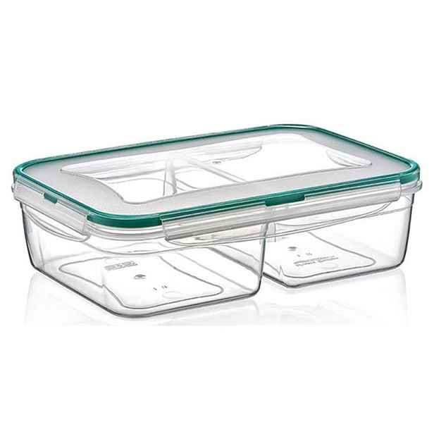 box 2,0 l FRESH dělený(2x1,0l),klick 24x17x7cm,transp.plast