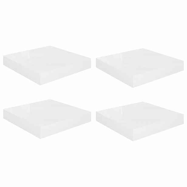 vidaXL Plovoucí nástěnné police 4 ks lesklé bílé 23x23,5x3,8 cm MDF