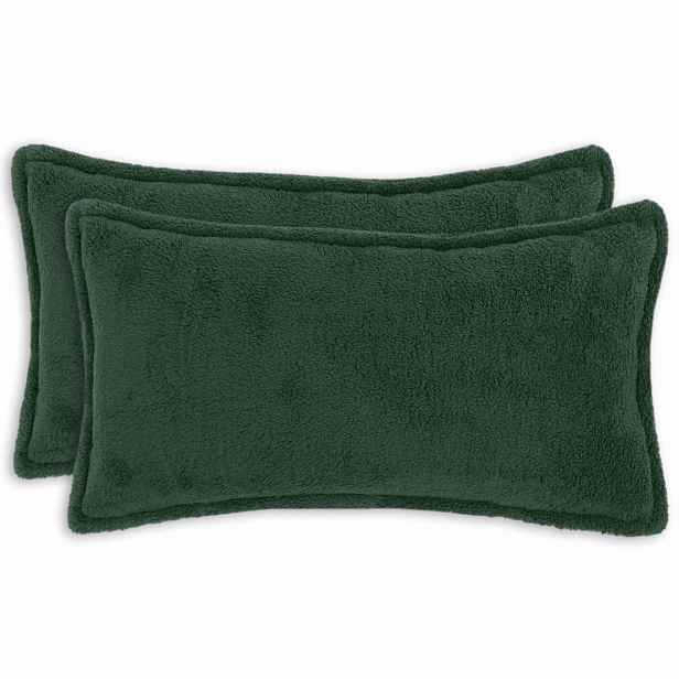 vidaXL Povlak na polštář 2 pcs HOUTEN Tmavě zelená 40 x 70 cm Bouclé