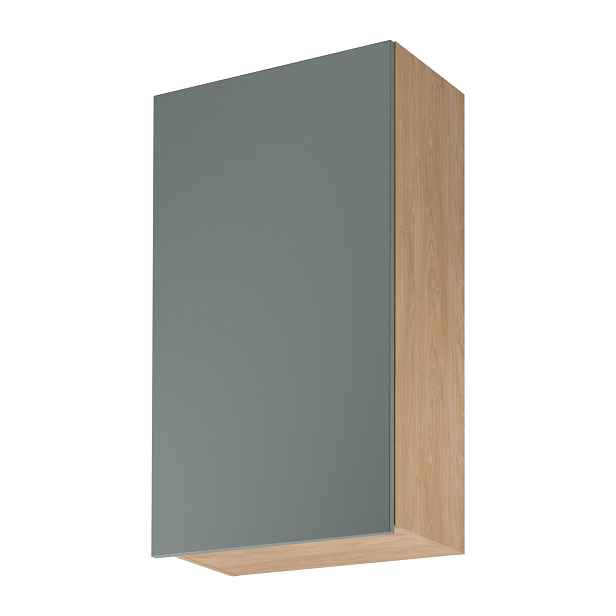 Vysoká horní kuchyňská skříňka SALERNO - šířka 60 cm, dub / zelená, levé provedení