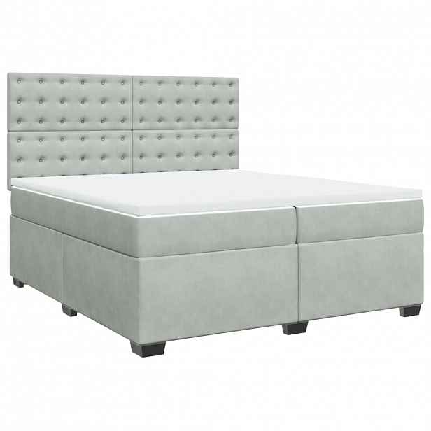 vidaXL Box spring postel s matrací světle šedá 200x200 cm samet