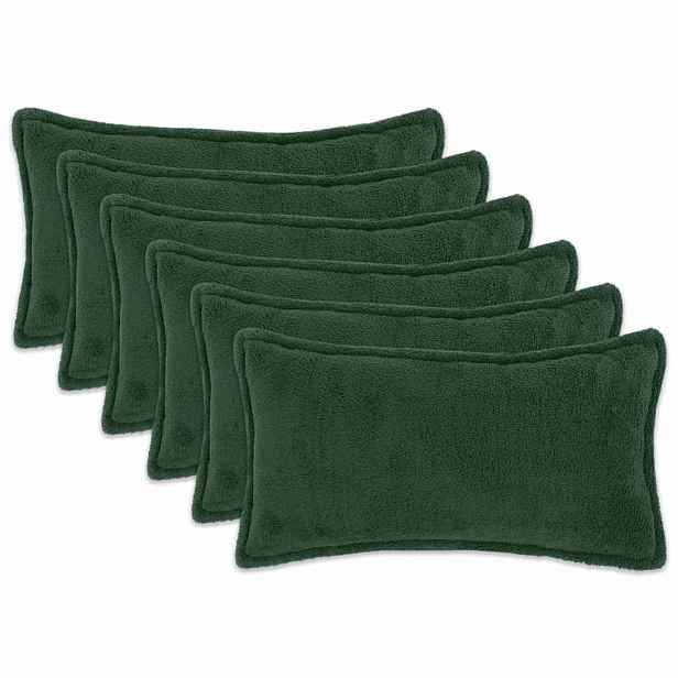 vidaXL Povlak na polštář 6 pcs HOUTEN Tmavě zelená 40 x 70 cm Bouclé