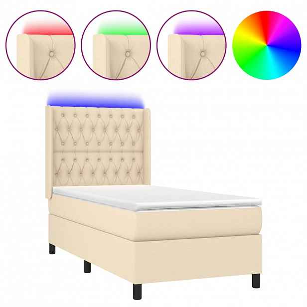 vidaXL LED box pružinová postel s čelo textil